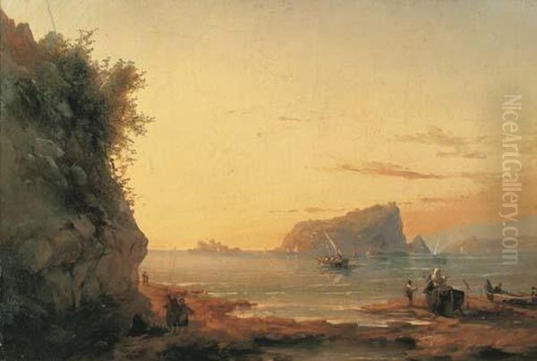 Paesaggio Costiero Con Pescatori - view 1