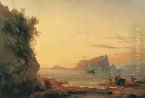 Paesaggio Costiero Con Pescatori by Emilio Donnini