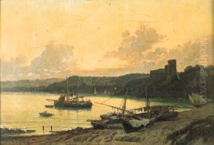Paesaggio Costiero Con Barche E Pescatori by Emilio Donnini