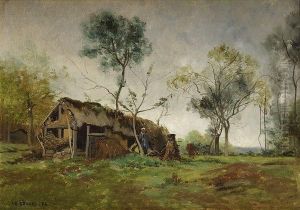 Paysanne Devant Sa Chaumiere by Charles Donzel