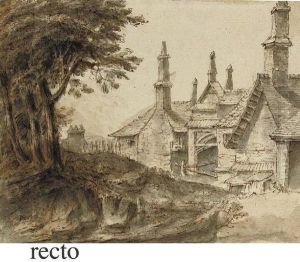 Houses Seen From A Wooded Path ( by Lambert Doomer