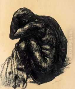 Etude De Femme Nue Repliee Sur Elle-meme
Pastel Gras Noir Fixe Sur Papier Beige by Georges Dorignac