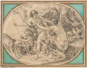 Venus Et Adonis, D'apres Simon Vouet by Michel Dorigny