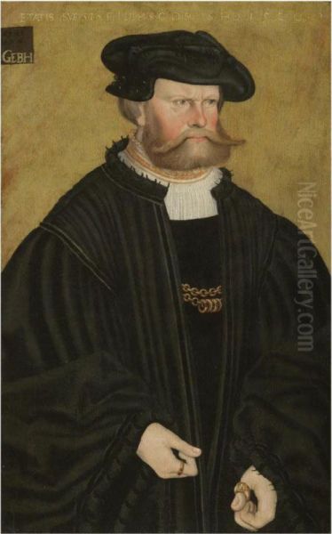 Portrait Of Graf Phillip Von Solms, Standing Half-length In Black, With A Black Hat, At The Age Of Fifty-one - view 1
