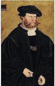 Portrait Of Graf Philipp Von Solms, Standing Half-length In Black, With A Black Hat, At The Age Of Fifty-one by Hans Doring