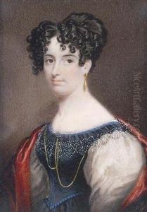 Portrait Of A Lady With Dark Curls And A Red Cape