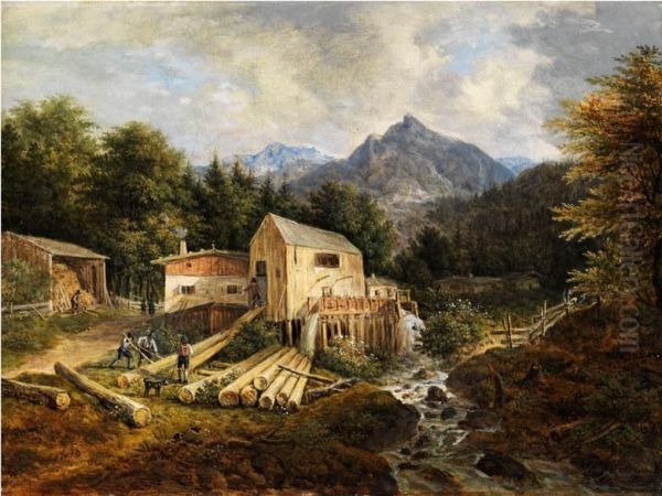 Oberbayerische Sagemuhle An Einemgebirgsbach - view 1