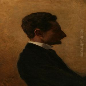 Profile Portrait Of The Danish Author, Helge Rode by Niels Vinding Dorph