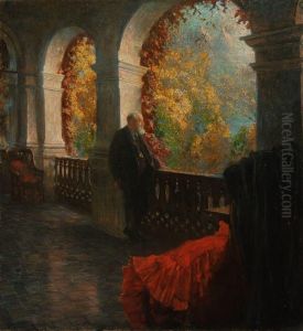 Der Chirurgtheodor Billroth Auf Seiner Terrasse In Sankt Gilgen/ Wolfgangsee by Ferdinand Dorsch