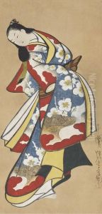Beauty Looking Over Her Shoulder by Kaigetsudo Doshin