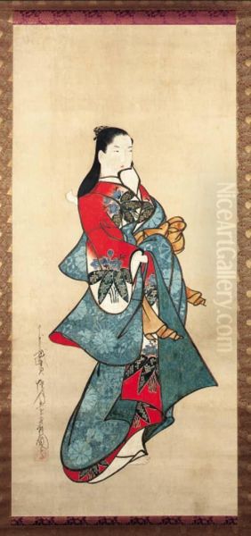 Courtesan
Hanging Scroll; Ink And Color On Paper - view 1