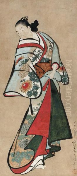 Courtesan
Bearing Signature Nihon Giga Kaigetsu Matsuyo Doshin Zu Kore [o] Zu[su], Sealed Ando - view 1