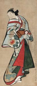 Courtesan
Bearing Signature Nihon Giga Kaigetsu Matsuyo Doshin Zu Kore [o] Zu[su], Sealed Ando by Kaigetsudo Doshin