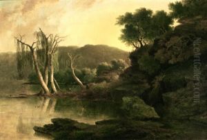 Lake Scene With Two Deer