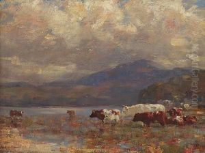 Cattle In A Highland Landscape by Andrew Douglas