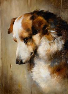 Head Study Of A Border Collie by Edwin Douglas