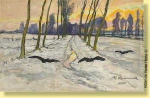 Coucher De Soleil Sur L'allee Enneigee