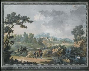 Vue Des Environs D'ascaldas A 15 Lieues De Lisbonne, Dans Unencadrement Peint by Zacharie Felix Doumet