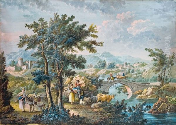 Zwei Italienische Landschaften Mit Hirten - view 1