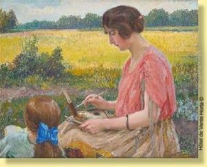 Jeunefemme Peignant D'apres Nature by Edmond Doumont