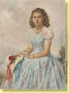 Portrait De Jeune Femme Au Chapeau Fleuri