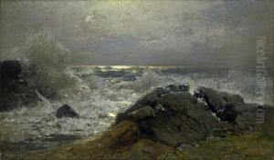 Felsenkuste Mit Aufbrandenden Wellen by Louis, Carl Ludwig Douzette