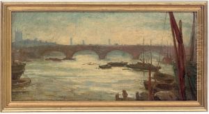 Boats Moored By The Docks by Margaret Dovaston