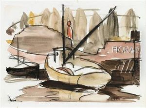Fishing Boat And Barge by Arthur Garfield Dove