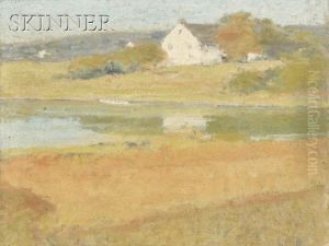 Sunny Landscape With A White Farmhouse by Arthur Wesley Dow