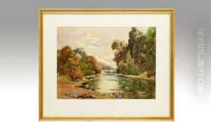 A Man Fishing In A River