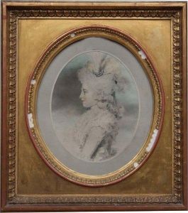 Half Length Portrait Of A Lady With Long Curly Hair And Frilled Dress by John Downman
