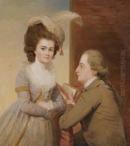 Portrait Of A Lady And A Seated Gentleman by John Downman