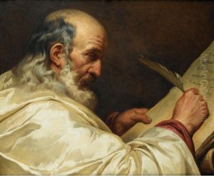 [circle Of Gabriel-francois Doyen ; Bearded Man Writing With Aquill ; Oil On Canvas]