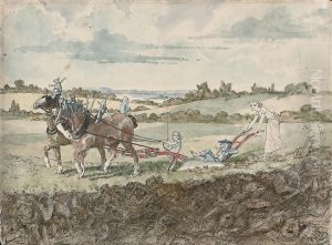 Ploughing by Charles Altamont Doyle