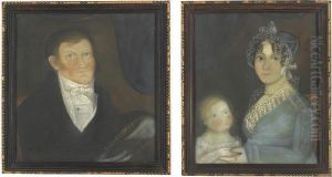 A Pair Of Portraits: A Gentleman And A Lady And Their Child Holding A Peach: Members Of The Aldrich Family Of Massachusetts