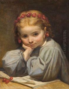 Doze 
"jujube, Bebe Cerise", Portrait De Fillette Aux Cerises