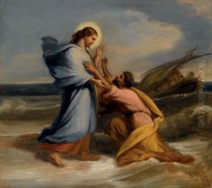 Le Christ Avec Saint Pierre Et Les Disciples Sur La Mer De Galilee
