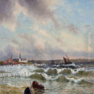 Sailing Boats Along The Coast Of Kronborg by Holger Drachmann