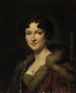 Portrait Of Henriette Louise Peterson (1796-1845), Wife Of Auguste,baron Du Bois De Ferrieres by Alexandre-Jean Dubois Drahonet