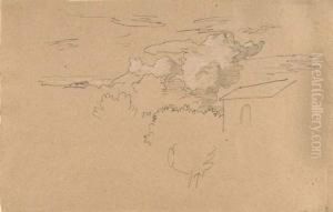 Wolken Uber Landschaft Mit Haus. by Heinrich Dreber
