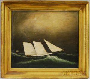 Schooner In A Storm by Clement Drew