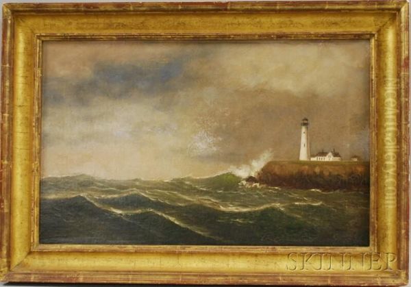 Lighthouse With Stormy Sea - view 1