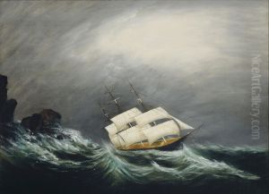A Three Master In A Storm by Clement Drew