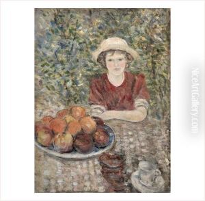 Jeune Fille Au Plat De Fruits by Dreyfus-Lemaitre Henri