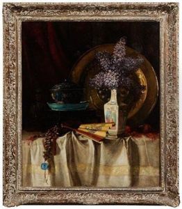 Asian-themed Stilllife With Lilacs by Catharine Ann Drinker Janvier
