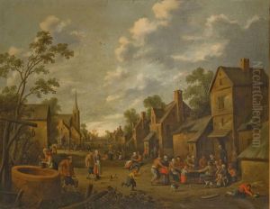 Une Rue De Village Animee by Joost Cornelisz. Droochsloot