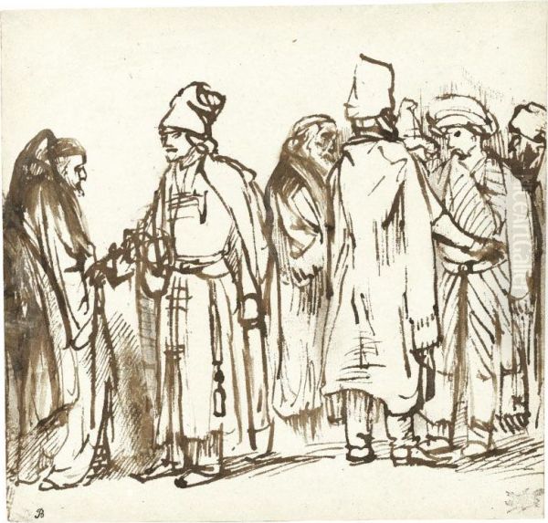 Sheet Of Studies Of Standing Orientals - view 1