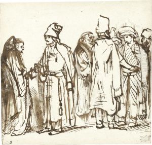 Sheet Of Studies Of Standing Orientals by Willem Drost
