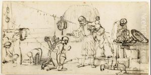 A Warrior Being Armed For The Fight by Willem Drost