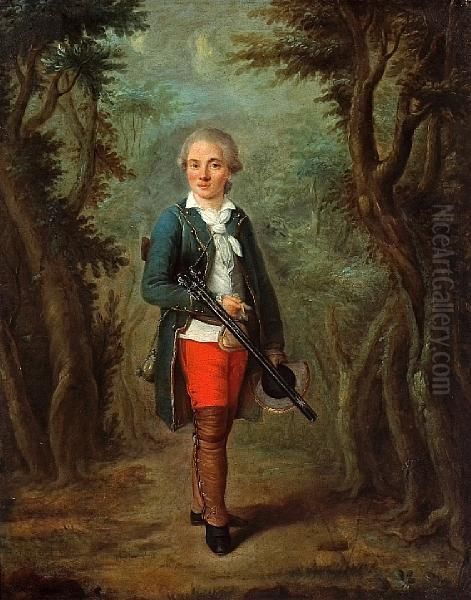 A Young Boy In Hunting Attire - view 1